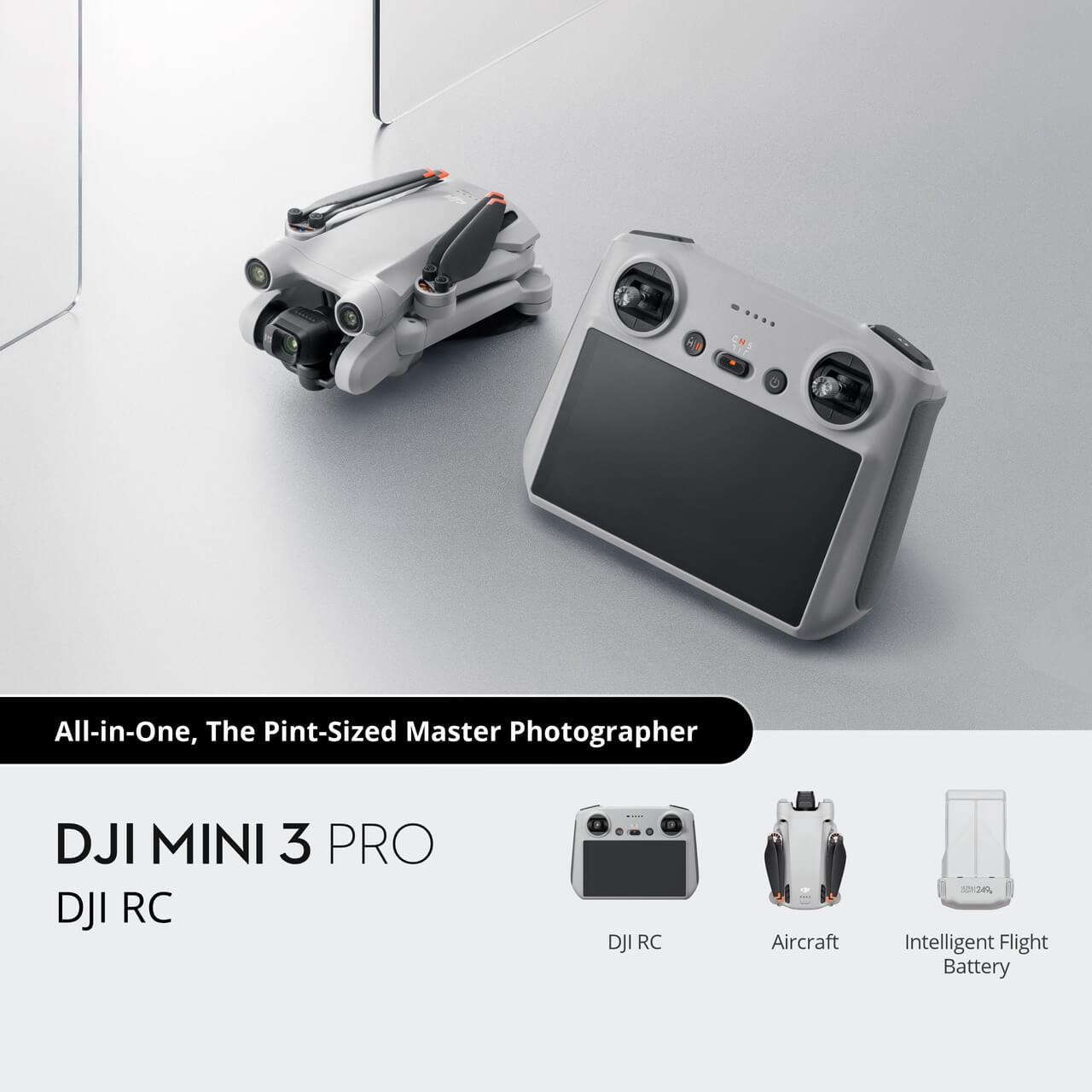طائرة درون DJI Mini 3 Pro مع وحدة تحكم DJI RC – أفضل طائرة مدمجة بكاميرا 4K للتصوير الجوي.