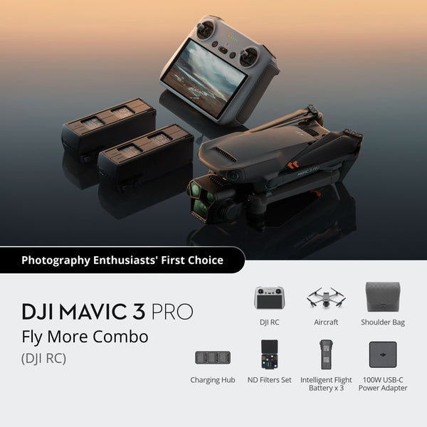 DJI Mavic 3 Pro Fly More Combo مع وحدة تحكم DJI RC – حزمة درون متقدمة بكاميرا 6K 