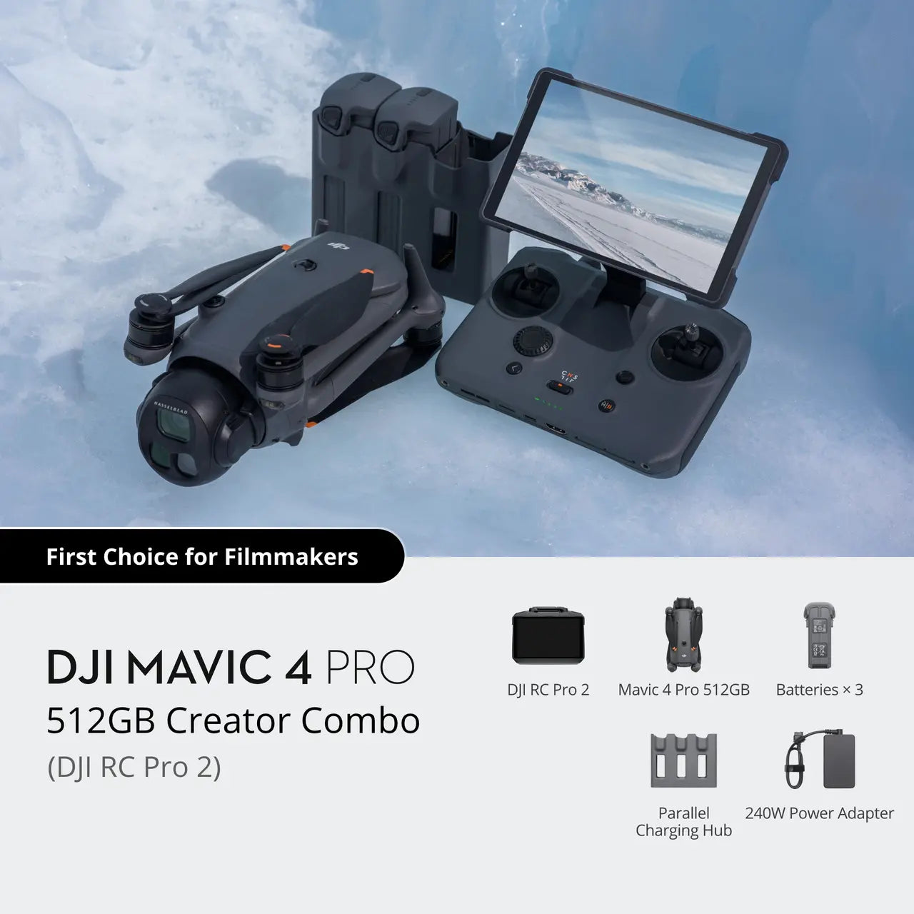 مجموعة DJI Mavic 4 Pro Creator بسعة 512 جيجابايت (DJI RC Pro 2)