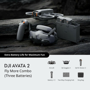DJI Avata 2 Fly More Combo (ثلاث بطاريات) – أطلق العنان لزمن طيران غير محدود.