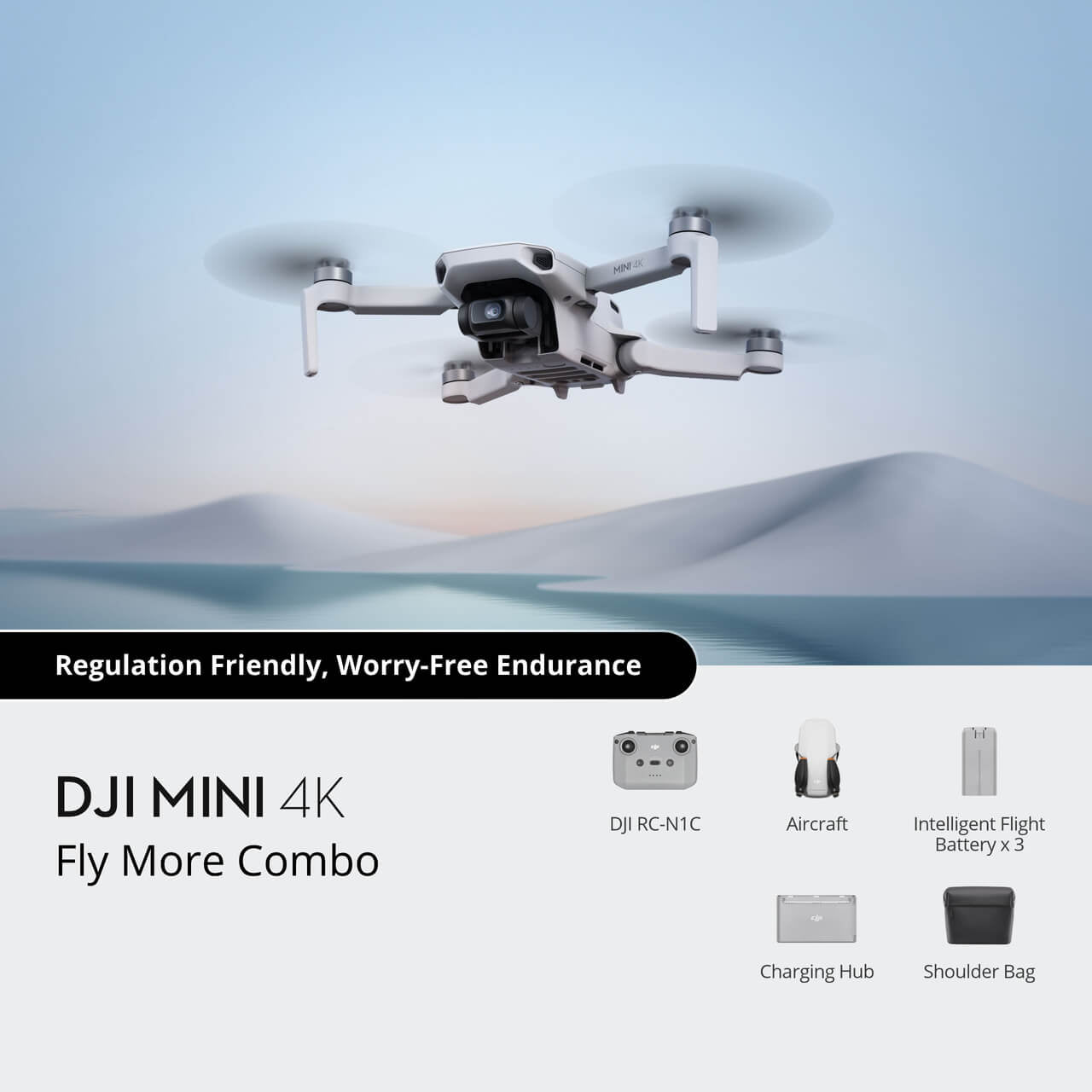 DJI Mini 4K Fly More Combo – طائرة درون متقدمة، بطارية ممتدة، وميزات عالية الأداء.