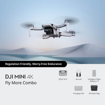 DJI Mini 4K Fly More Combo – طائرة درون متقدمة، بطارية ممتدة، وميزات عالية الأداء.