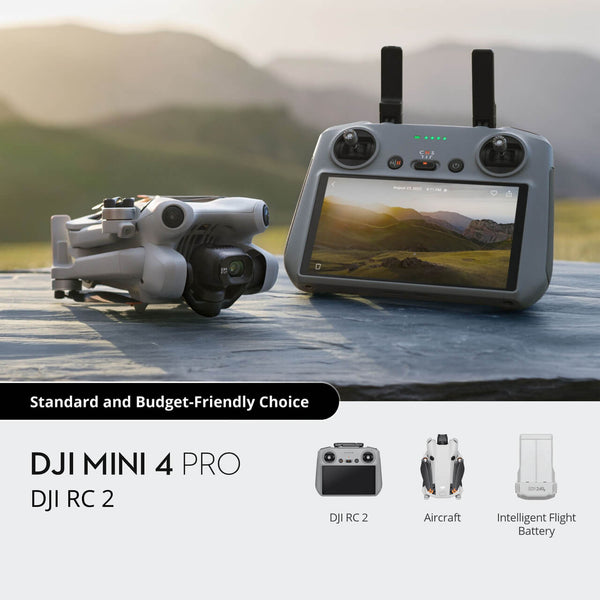 DJI Mini 4 Pro مع وحدة تحكم DJI RC 2 – طائرة درون عالية الأداء، كاميرا 4K، وميزات متقدمة 